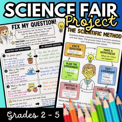 Science Fair Project Packet PBL Activities Worksheets Grade 2, 3, 4, 5 ...