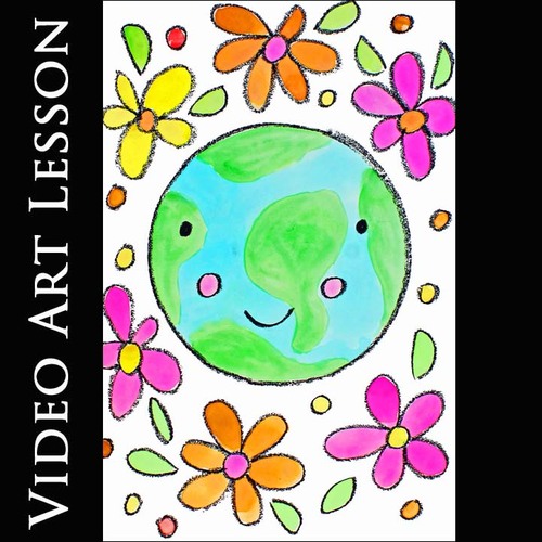 Preview of EARTH DAY Activity & Lesson | EASY Directed Drawing & Painting Craft Art Project