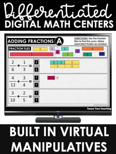 5th Grade Differentiated Digital Math Centers Fractions by Tanya Yero ...