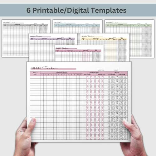 Sleep Tracker Digital Template, Printable Sleep Log by CC Digital Studios
