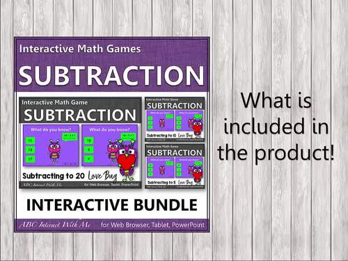 Subtraction within 20 Interactive Math Games Bundle {Love Bug} | TPT