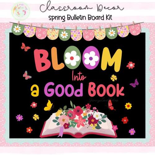 Spring Reading Bulletin Board Door Decor March April Library Book ...