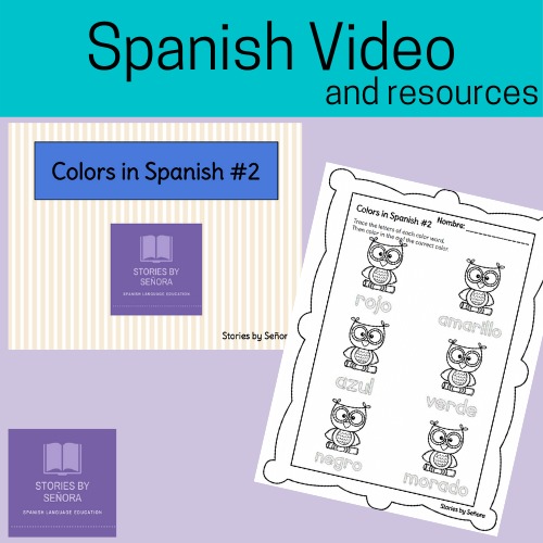 Preview of Spanish Video & Worksheet: Colors in Spanish #2