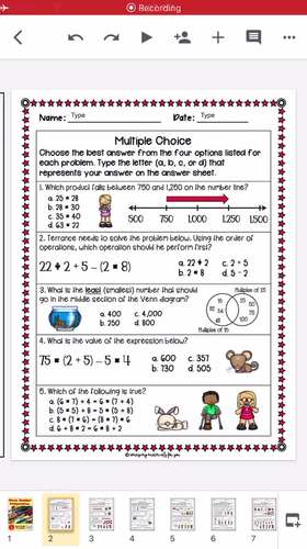 Fifth Grade Whole Number Operations Math Review | TPT