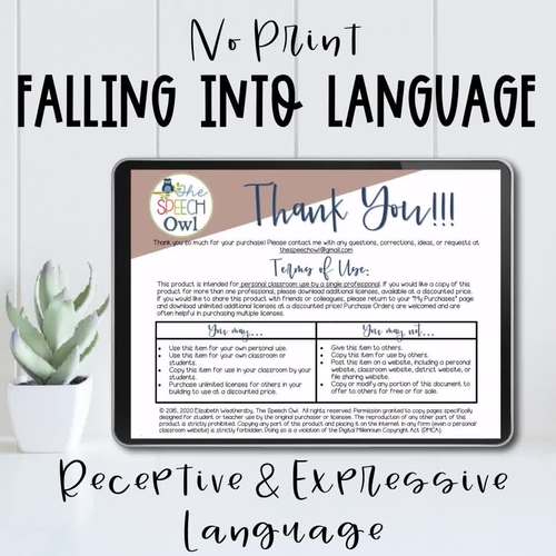 No Print Language - Fall Edition for speech therapy