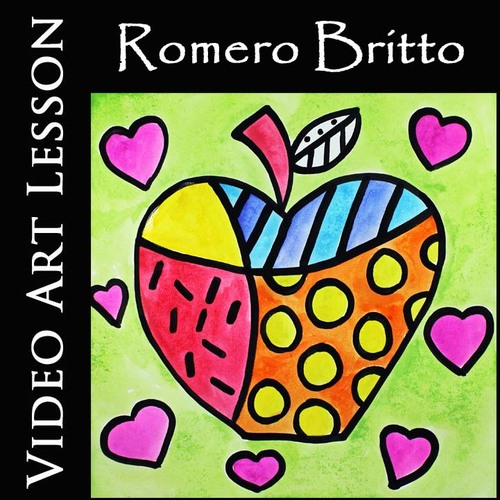 Preview of POP ART APPLE by ROMERO BRITTO | EASY Back-to-School Painting Activity