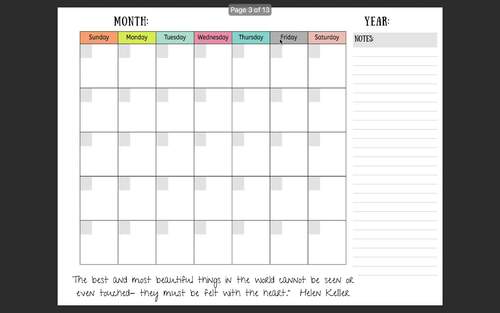 Blank Monthly Calendar by Charley Windham Johnson | TPT