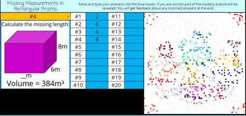 Volume of Rectangular Prisms 5th Grade Math Pixel Art | Finding Missing ...