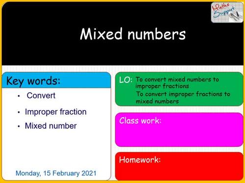 Mixed numbers by Maths Support Centre | TPT