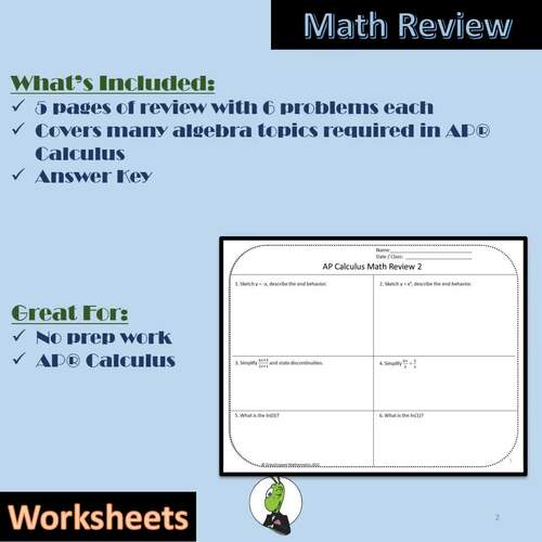 Calculus Back to School Weekly Math Review 1 | Editable Bell Ringers