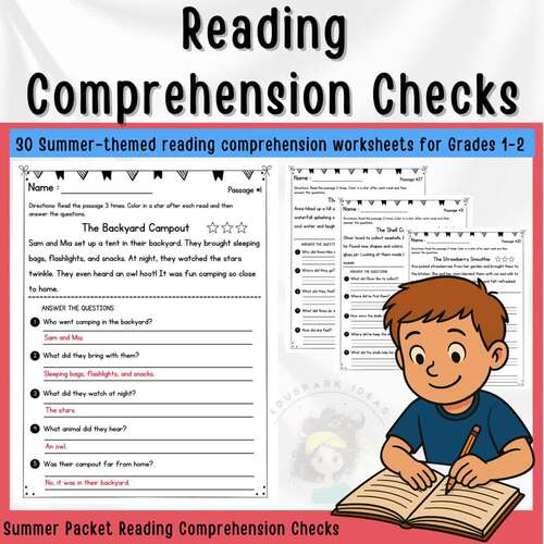Summer Packet Reading Comprehension Checks | for Grades 1-2 by EduSpark ...