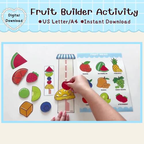 Fruit Builder Activity Printable | Fine Motor Matching Game | Preschool ...