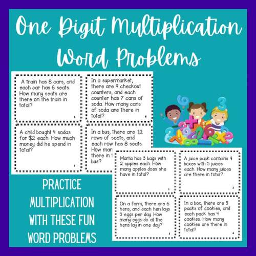 Multiplication- One, Two, Three Digit Word Problem Task Cards Bundle