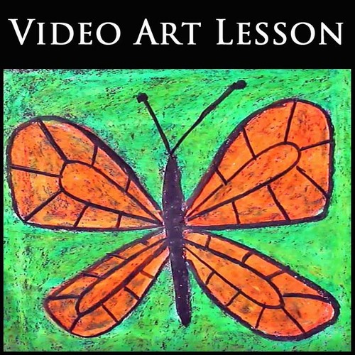 Preview of MONARCH BUTTERFLY Art Project MOTHER'S DAY Oil Pastel Drawing & Painting Lesson
