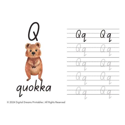Tracing Alphabet Letters Practice Q for Quokka Booklet Uppercase ...