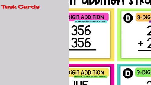 Place Value Math Strategies | 3-Digit Addition within 1000 Task Cards