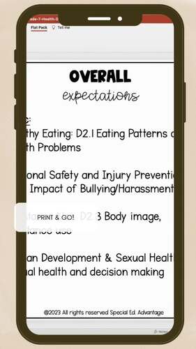 Grade 7 Ontario Health ALL D2 Expectations for Special Education and ESL