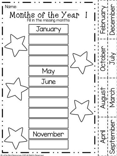 months of the year worksheets month sequencing activities tpt