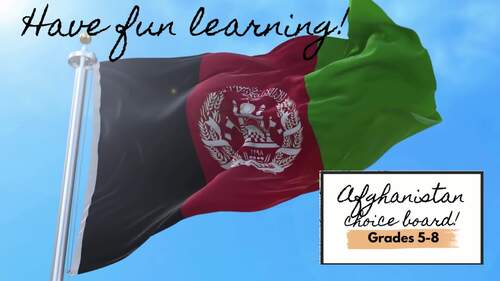 Afghanistan Country Study Choice Board 5-8th History Geography Research ...