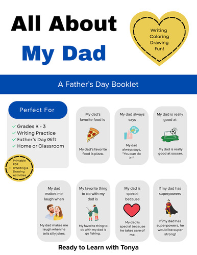 Preview of All About My Dad Father's Day Booklet | Father's Day Writing Activities | Father