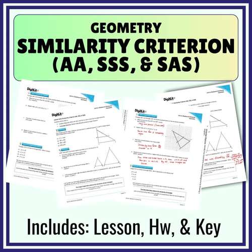 Similarity Criterion (AA, SS & SAS) Notes & Worksheets | 9th-11th Grade ...