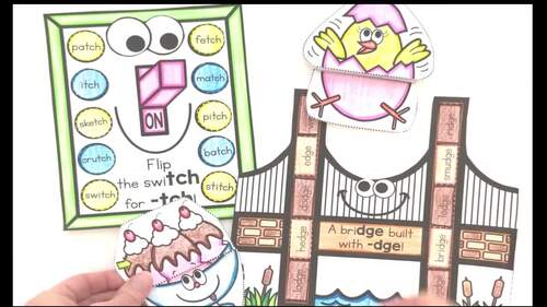 TCH & DGE Phonics Craft Bundle Ending Trigraph worksheets center activities
