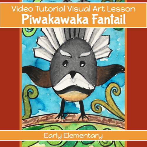 Preview of BIRD Art Project for FANTAIL with VIDEO Tutorial lesson plan 2nd - 4th grade 