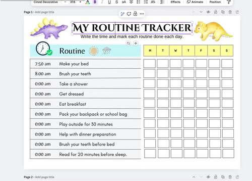 Editable Daily Routine Template for Kids | Daily Routine Tracker for Kids