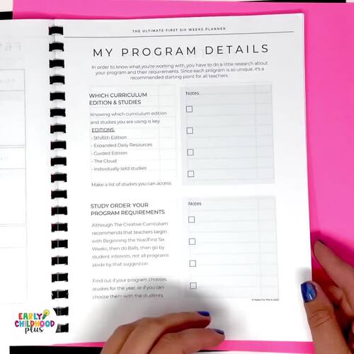 Creative Curriculum, First Six Weeks Planner: Setup Routines Planning ...