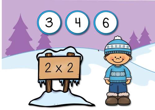 Winter Multiplication Fact Fluency Practice Digital Math Boom Cards