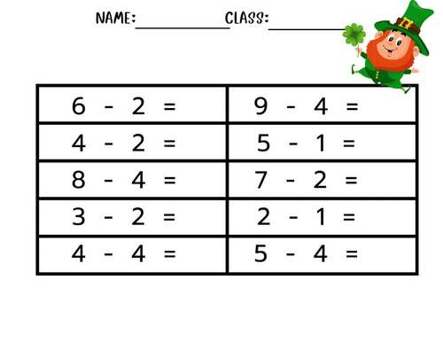 St. Patrick's Day Math Activities: Subtraction for Beginners by LUCKY BOY