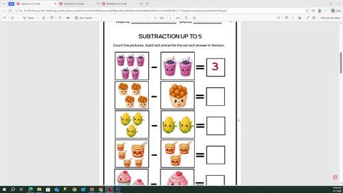 Subtraction to 15 Worksheets Bundle | Picture Math Activities | Pre-K-1