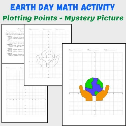 Earth Day Math Geometry Activities - Plotting Points On the Cartesian Plan