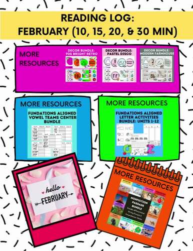 February Reading Log Coloring Homework by Ms Beh in K | TPT