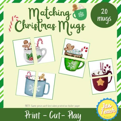 Matching Christmas Mugs Winter Activity For Kids By Jas Teach TPT
