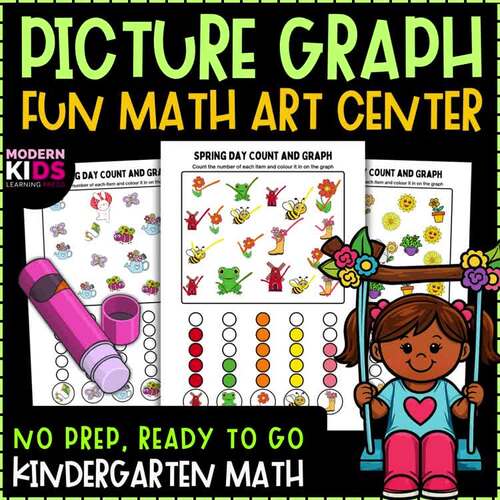 Spring Picture Graph Worksheets for Kindergarten | Count and Graph Activity