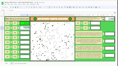 St. Patrick's Day - Multi-Digit Multiplication - Digital Math Activity ...