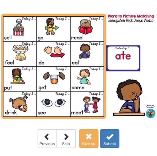 Irregular Past Tense Verbs Boom Cards Games BUNDLE by Busy Bee Studio