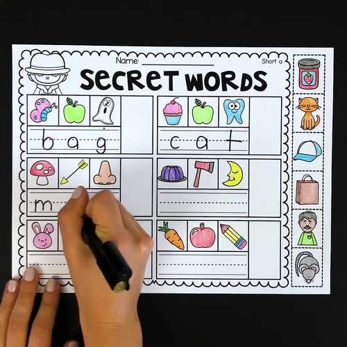 Secret Words Worksheets CVC and Phonics by My Teaching Pal TPT