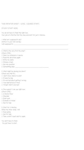Task Initiation Toolkit | Executive Functioning Strategies for Stuck ...