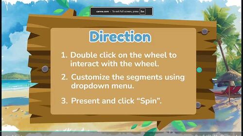 Editable Spinner Wheel Canva Template | Random Name Picker Summer Theme