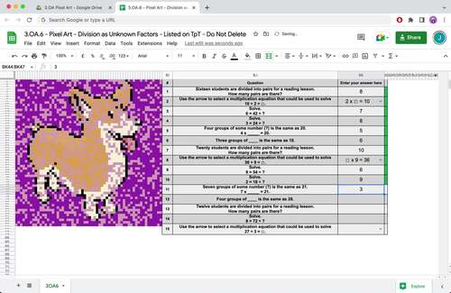 3rd Grade Math Review Math Centers PIXEL ART Digital Bundle of Google Activities