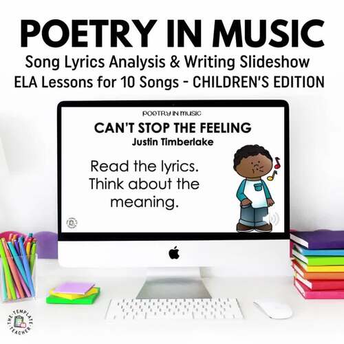 Poetry in Music: Song Lyrics Analysis & Writing Slides 10 Children's ...