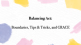 Teacher Seminar: Balancing Act
