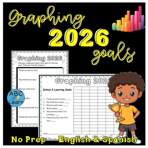 Graphing 2026 Goals | New Year Math Activities | English & Spanish