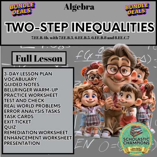 TWO-STEP INEQUALITIES - Math Algebra Unit BUNDLE No Prep | TPT