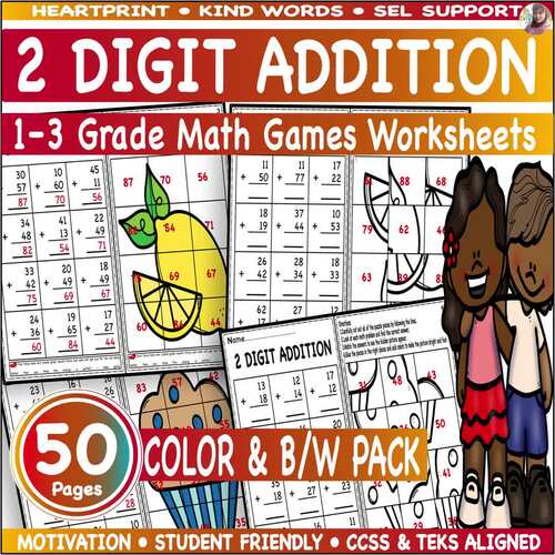 2 (Double) Digit Addition Without Regrouping Worksheets, Math pictures ...