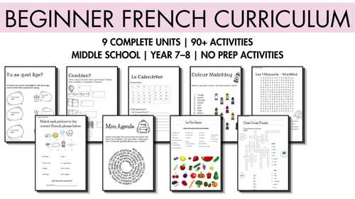 Beginner French Curriculum Bundle | 9 Units | Worksheets & Activities