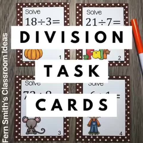 Fall Single Digit Divisors Division Task Cards by Fern Smith's ...
