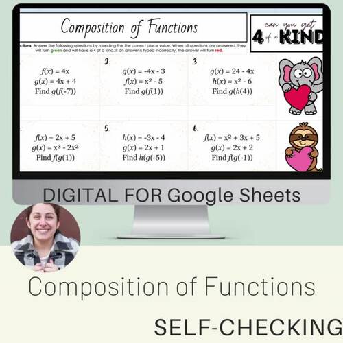 Composition of Functions: 4 of a Kind Activity by Math with Ms Baron